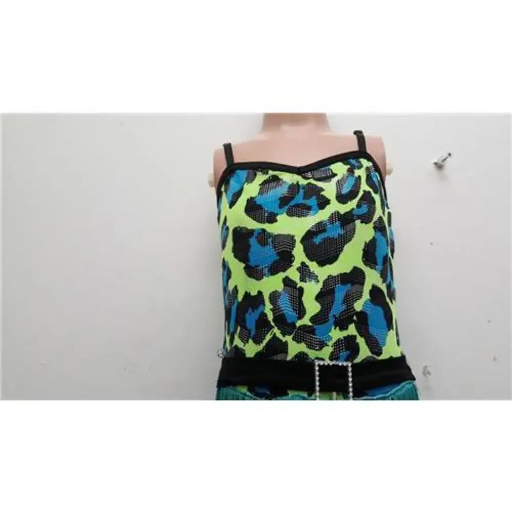 Pre-Owned Dance Costume Costume Gallery 17338 Small Child Green Fringe Jazz